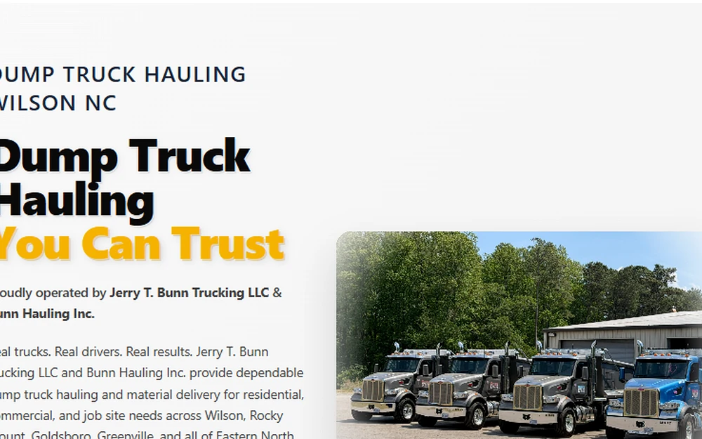 Jerry T. Bunn Trucking website built by Kelot Digital