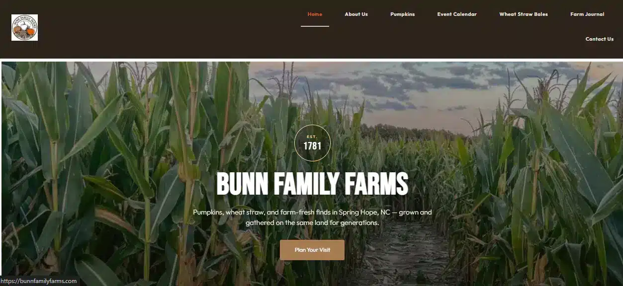 Bunn Family Farms website designed by Kelot Digital
