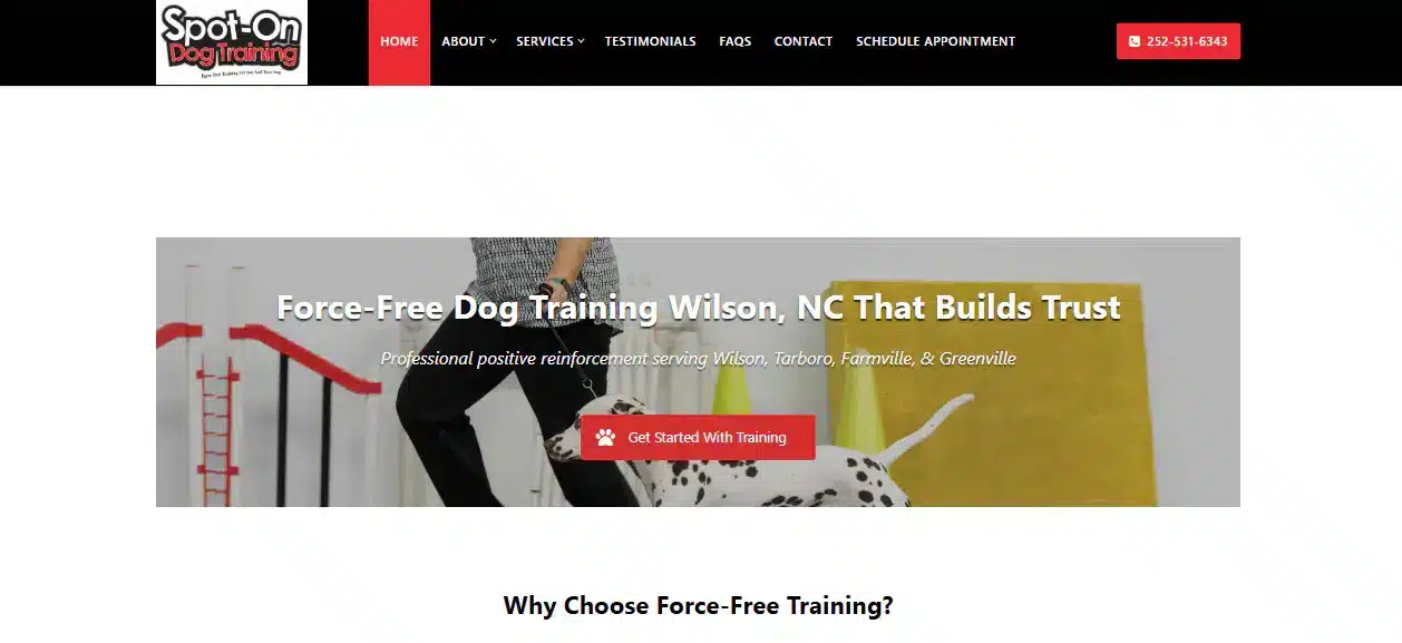 Spot-On Dog Training website designed by Kelot Digital